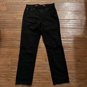 AG Adriano Goldschmied Phoebe High Waisted Tapered Leg Distressed Jeans size 28